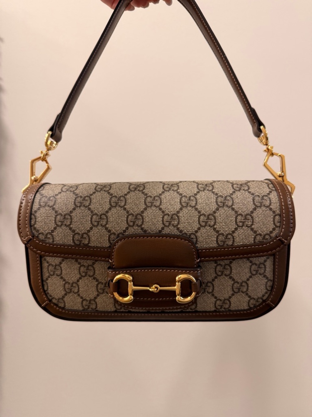 Gucci Canvas Horsebit 1955 Shoulder Bag with Gold Hardware - Picture 3 of 16